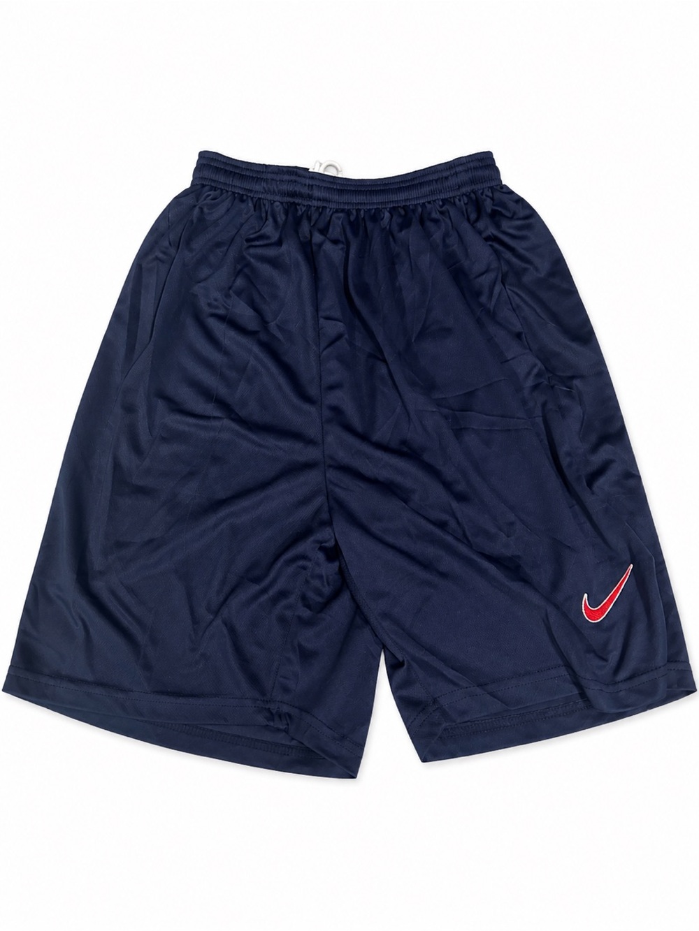 Men's Navy Athletic Shorts with Red Swoosh